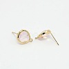 Real 18K Gold Plated Tone Brass Glass Stud Earring Findings GLAA-J023-06G-2