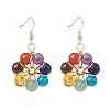Natural & Synthetic Mixed Gemstones Flower Dangle Earrings and Pendant Necklace SJEW-JS01259-8