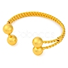 Round Balls Brass Cuff Bangles for Women BJEW-F477-03G-2