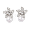 Brass with Resin Imitation Pearl Stud Earrings EJEW-B046-04P-1