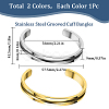 SUNNYCLUE 2Pcs 2 Colors 304 Stainless Steel Grooved Open Cuff Bangles Set for Women BJEW-SC0001-17-2