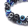 Synthetic Hematite & Eyeless Obsidian & Resin Evil Eye Braided Bead Bracelet BJEW-JB08840-01-4