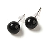 Natural Obsidian Stud Earrings X-G-B075-02P-01-1