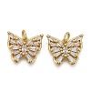 Brass Micro Pave Clear Cubic Zirconia Charms KK-F821-15-2