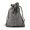 Polyester Imitation Burlap Packing Pouches Drawstring Bags X-ABAG-R005-9x12-04-3