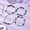 4Pcs 4 Styles Round Natural Red Jasper & Synthetic Turquoise & White Shell & Coconut Beaded Stretch Bracelet Sets BJEW-JB10812-2