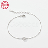 Anti-Tarnish Rhodium Plated 925 Sterling Silver Letter Cubic Zirconia Link Bracelets GI2156-04-1