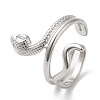 Non-Tarnish 304 Stainless Steel Snake Open Cuff Ring for Women RJEW-I098-01P-1