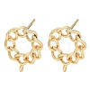 Brass Hollow Donut Stud Earrings Findings KK-K351-21G-1