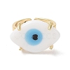 Lampwork Oval with Evil Eye Open Cuff Ring RJEW-I086-13G-05-3