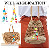 WADORN 2Pcs 2 Colors Colorful Boho Pompom Ball Tassel Polyester Pendant Decorations with Wood Bead for Women AJEW-WR0001-72-5