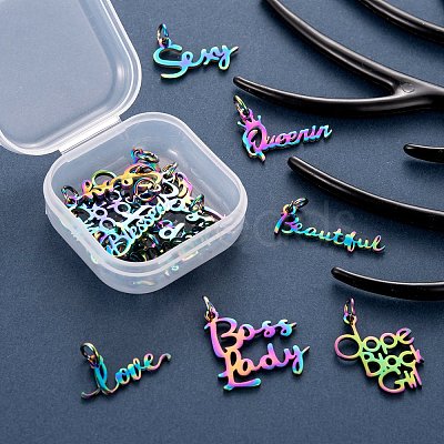 18Pcs 9 Style Ion Plating(IP) 201 Stainless Steel Pendants X1-STAS-LS0001-71MC-1