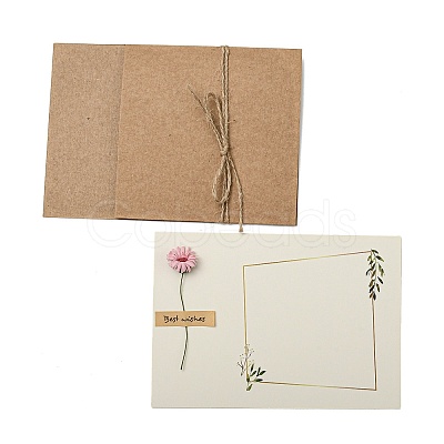 Dried Daisy Paper Thank You Greeting Cards AJEW-K043-01C-1