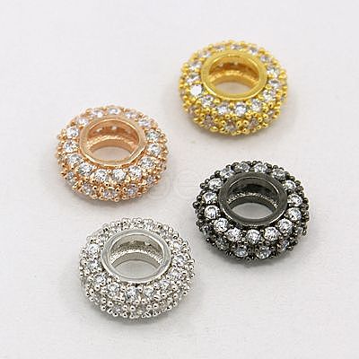 Brass Cubic Zirconia European Beads ZIRC-F001-102-1