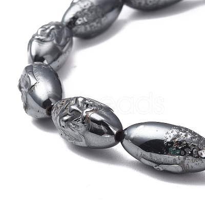 Synthetic Non-magnetic Hematite Rice Beaded Stretch Bracelet for Women BJEW-F448-01-1