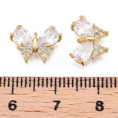 Brass Micro Pave Clear Cubic Zirconia Charms KK-T073-23G-1