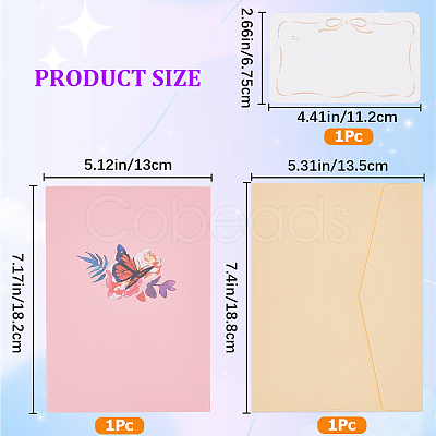 3D Butterfly Pop Up Paper Greeting Card AJEW-WH0038-31-1