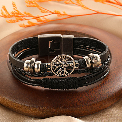 Leather Multi-strand Bracelets PW-WG28847-01-1