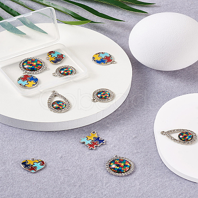 12Pcs 6 Style Zinc Alloy Enamel Pendants FIND-TA0001-63-1