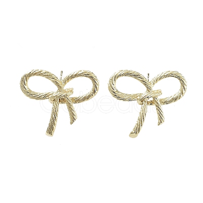 Bowknot Brass Stud Earrings EJEW-Q811-22G-1