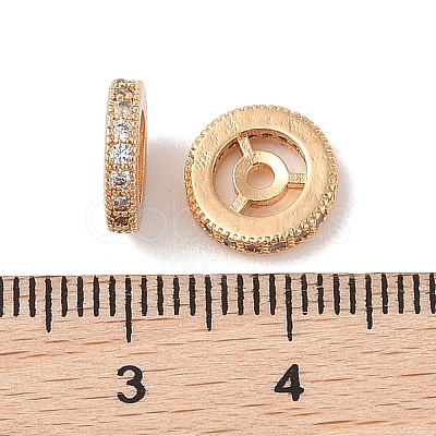 Brass Micro Pave Clear Cubic Zirconia Beads KK-B100-055A-G-1