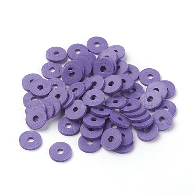 Flat Round Handmade Polymer Clay Beads CLAY-R067-8.0mm-03-1