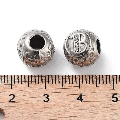 304 Stainless Steel Rhinestone European Beads STAS-A092-10B-P-1