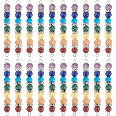 HOBBIESAY 20Pcs Chakra Natural & Synthetic Gemstone Connector Charms FIND-HY0001-32-1