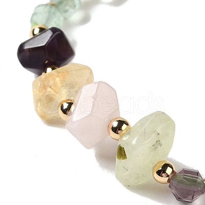 Faceted Natural Fluorite Stretch Beaded Bracelets BJEW-P318-01G-01-1