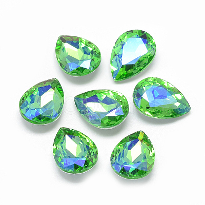 Pointed Back Glass Rhinestone Cabochons RGLA-T017-10x14mm-06-1