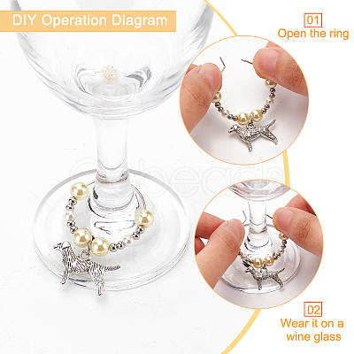 24Pcs 12 Style Tibetan Style Alloy Pendant Wine Glass Charms with Brass Hoop Earring Findings AJEW-AB00059-1