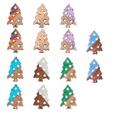 Transparent and Opaque Resin & Walnut Wood Pendants RESI-SZ0001-02-1