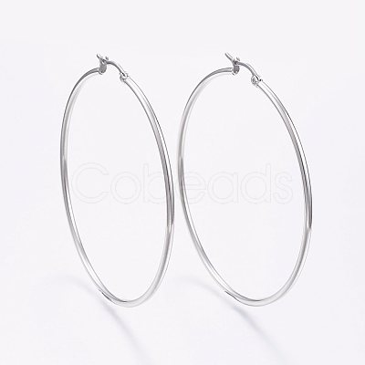 Tarnish Resistant 304 Stainless Steel Big Hoop Earrings X-EJEW-F105-02P-1