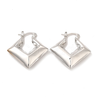 Rack Plating Brass Rhombus Hoop Earrings for Women EJEW-G342-01P-1