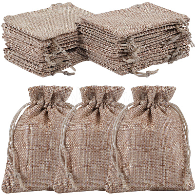 Beebeecraft Polyester Imitation Burlap Packing Pouches Drawstring Bags ABAG-BBC0001-02A-01-1