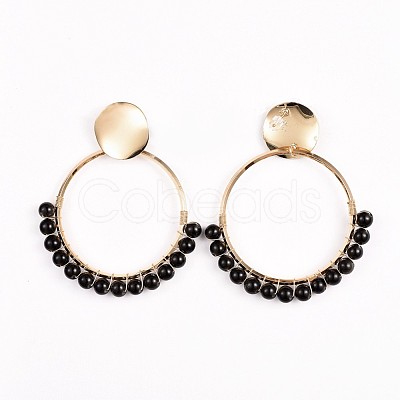 Natural Obsidian Dangle Earrings EJEW-JE03327-02-1