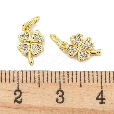 Rack Plating Brass Micro Pave Clear Cubic Zirconia Charms KK-Q814-08G-1