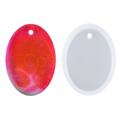 Oval Shape DIY Silicone Pendant Molds X-AJEW-P038-01-1