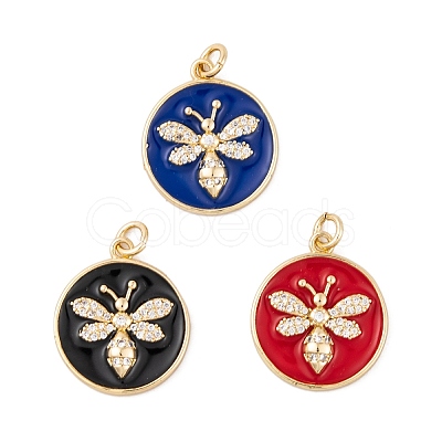 Brass Micro Pave Cubic Zirconia Pendants KK-E108-02G-1