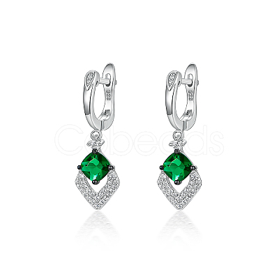 925 Sterling Silver with Cubic Zirconia Hoop Earrings PP0073-1