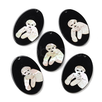 Opaque Smiling Human Pattern Acrylic Pendants BACR-D001-01E-1