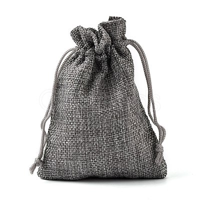 Polyester Imitation Burlap Packing Pouches Drawstring Bags X-ABAG-R005-9x12-04-1