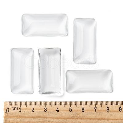 Transparent Rectangle Glass Cabochons X-GGLA-R025-38x19-1