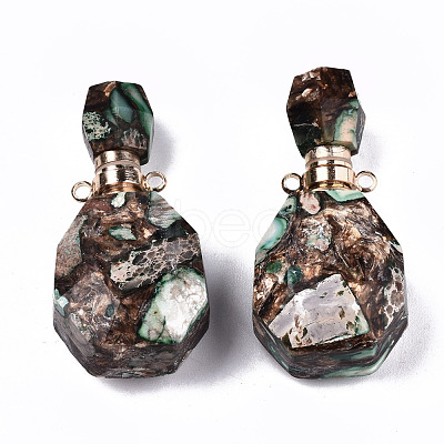 Assembled Synthetic Bronzite and Imperial Jasper Openable Perfume Bottle Pendants G-S366-060C-1