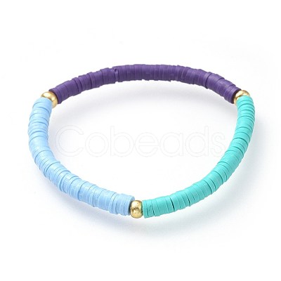 Handmade Polymer Clay Heishi Beads Stretch Bracelets BJEW-JB04615-M-1