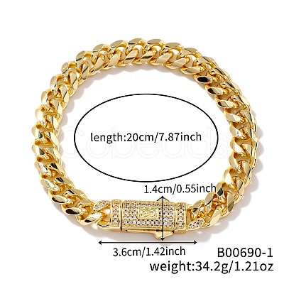 Luxurious Classic Brass Clear Cubic Zirconia Curb Bracelets for Women CS9199-1-1