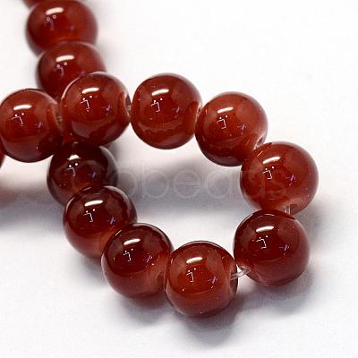 Baking Painted Imitation Jade Glass Round Bead Strands DGLA-Q021-8mm-11-1