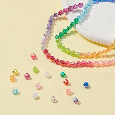 4200Pcs 15 Colors Bicone AB Color Plated Eco-Friendly Transparent Acrylic Beads TACR-FS0001-25-1