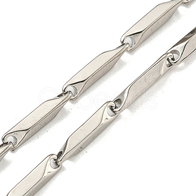 Non-Tarnish 201 Stainless Steel Rectangle Bar Link Chain Necklaces NJEW-Q336-05A-P-1