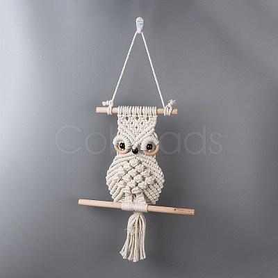 Cotton Cord Macrame Woven Wall Hanging HJEW-C010-18-1